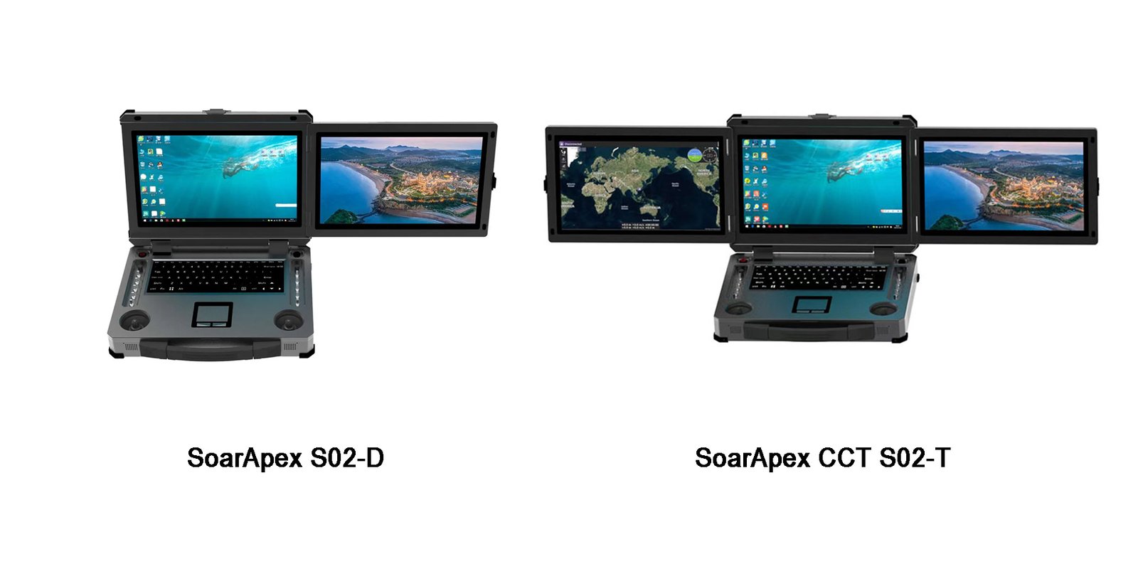 SoarApex S02 expansion control station with multiple screen configurations
