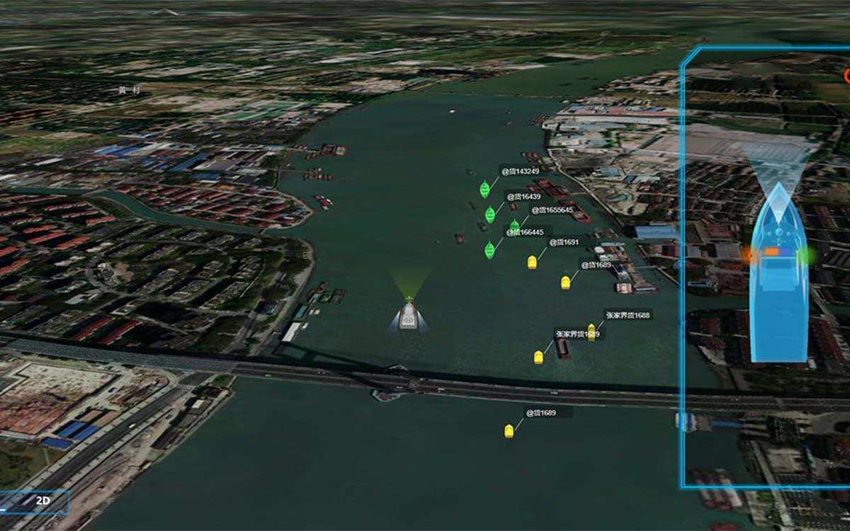 eSV dual-band datalink transmitting data across water with signal visualization