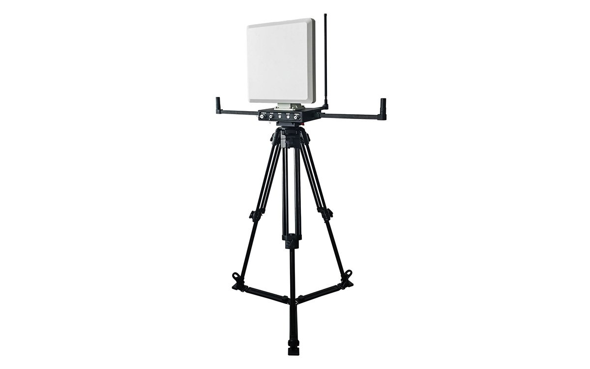 ATS Special antenna tracking system mounted on a moving vehicle and vessel, compensating for platform motion to maintain UAV link