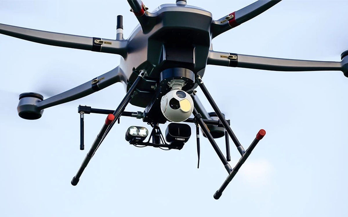 EX6 heavy-lift drone carrying multiple payload modules