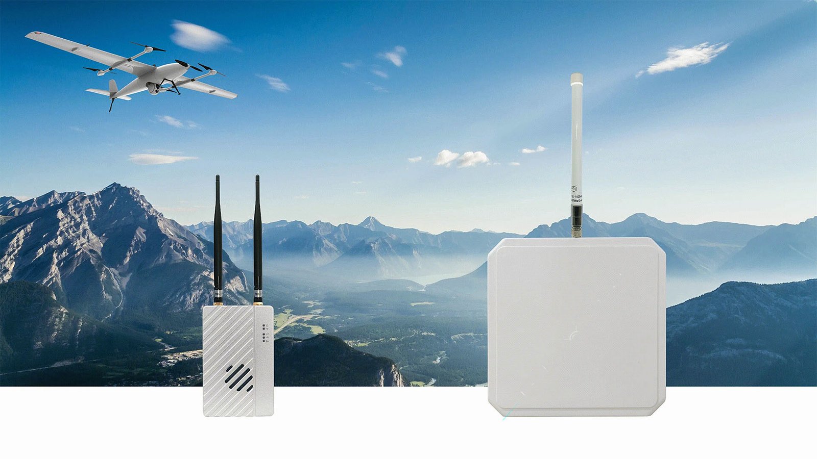 DLS Standard MK22 long-range UAV data link system with MF18 automatic antenna tracking gimbal for 22km BVLOS operations
